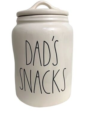 BRAND NEW Rae Dunn DAD’S SNACKS Ceramic Canister storage kitchen organizer 9" XL